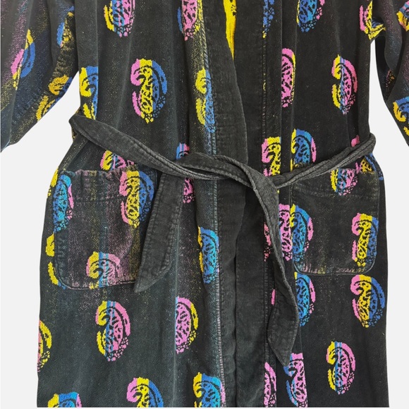 VTG Christian Dior Monsieur Robe – 80s Abstract Paisley Terry Cloth Bathrobe O/S - Picture 4 of 11